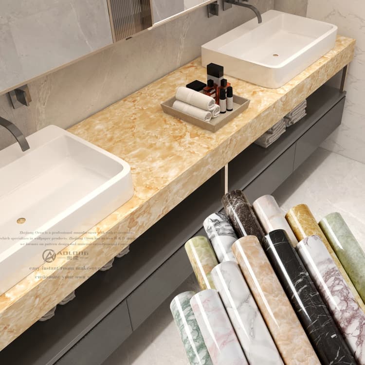 Low MOQ Morden Moisture-Proof Marble Pvc Wall Panel Film Peel and Stick Self Adhesive Wallpaper for Living Room detail 5