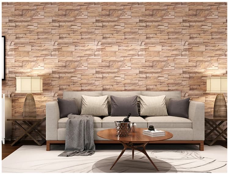 White Stone Sticker Roll 3D Brick PVC Self Adhesive Peel and Stick Wallpaper for Home Decoration detail 6