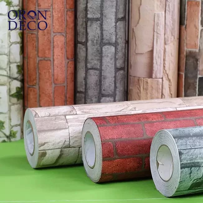 COWINLIFE DECO Modern 3D Brick Stone PVC Wallpaper Roll Waterproof Peel and Stick Self-Adhesive Factory Direct Wall Panels for Room