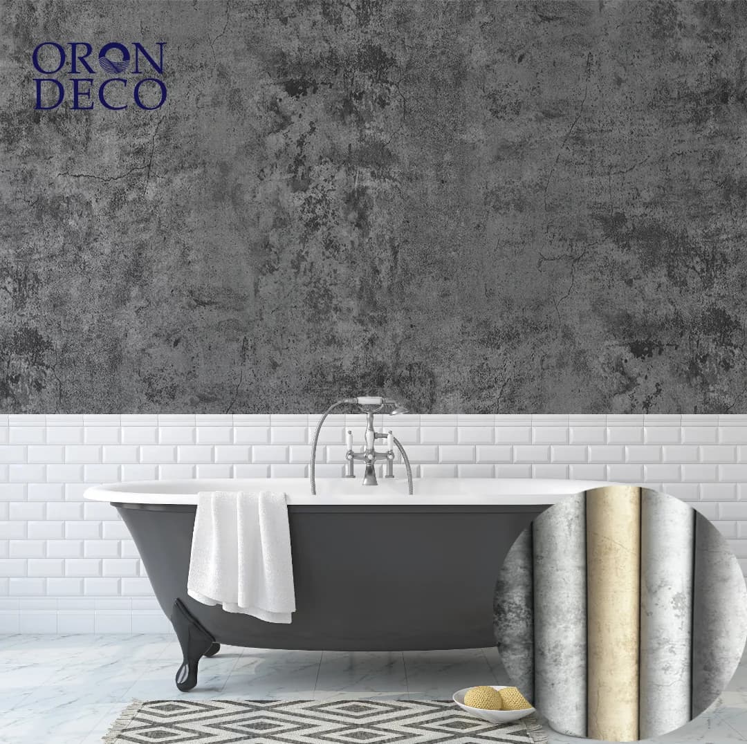 COWINLIFE DECO Peel and Stick Vinyl Self-Adhesive Modern Cement Concrete Wallpaper New Interior Decoration for Bathroom Wall Panels