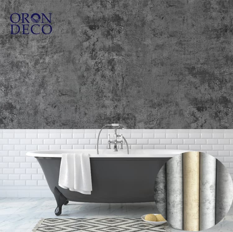 COWINLIFE DECO Peel and Stick Vinyl Self-Adhesive Modern Cement Concrete Wallpaper New Interior Decoration for Bathroom Wall Panels detail 1