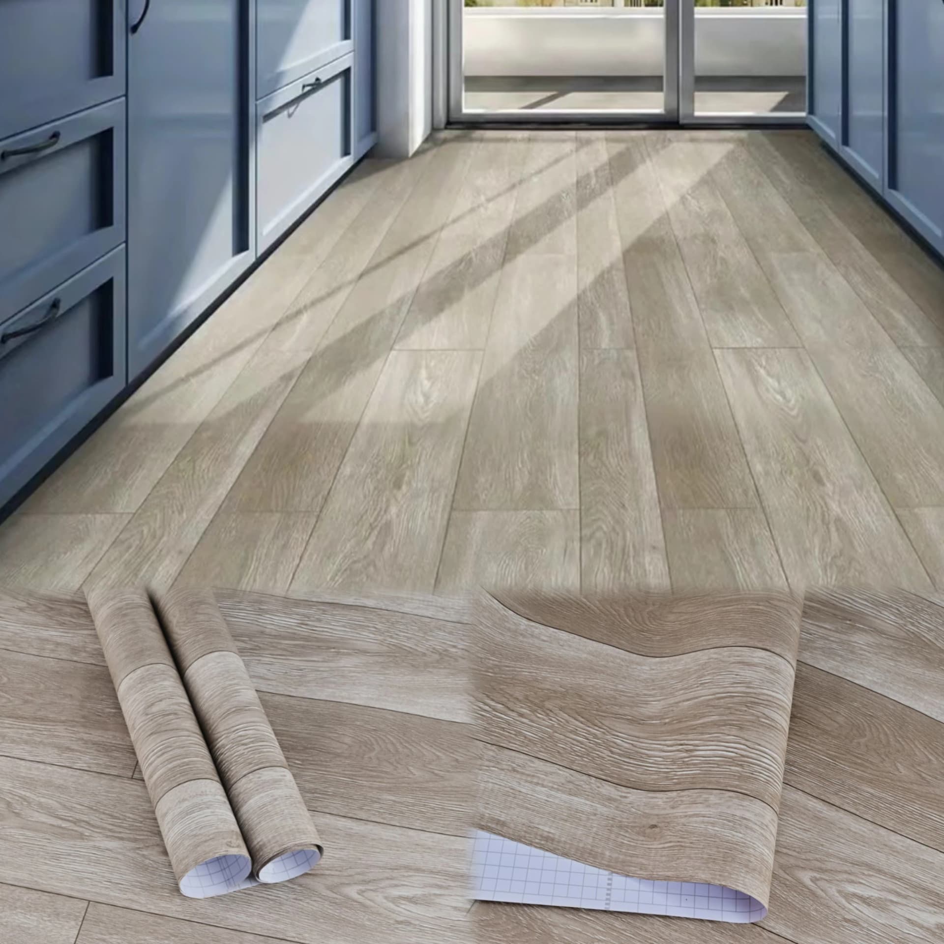 COWINLIFE DECO Luxury Vinyl Wood Floor Sticker Wallpaper Wear Resistant Self-Adhesive Peel Stick Kitchen Waterproof for Living Room