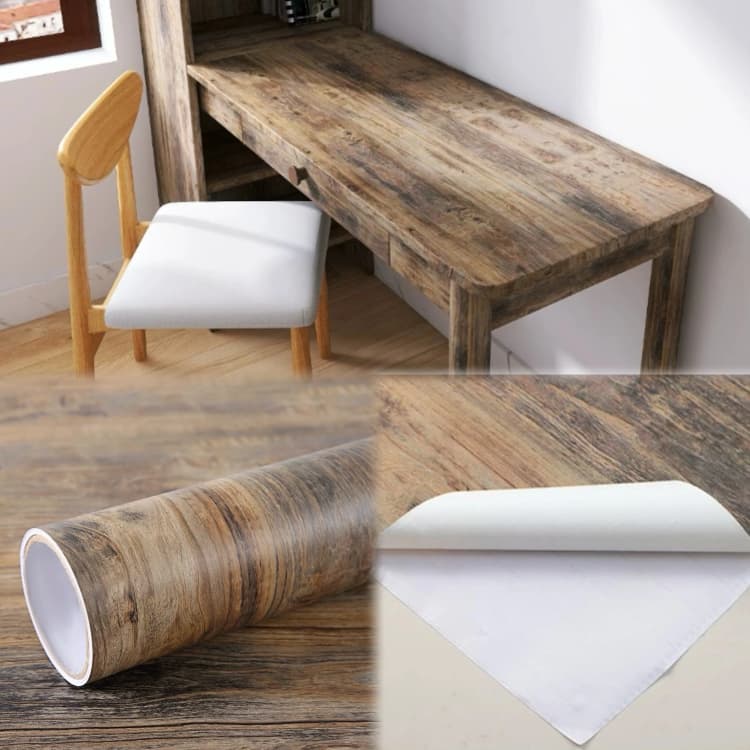 COWINLIFE DECO Best Selling Retro Wood Texture Sticker PVC Vinyl Self-Adhesive Peel and Stick Wallpaper Furniture Renovation detail 1