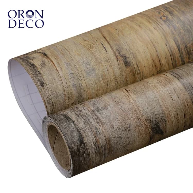 COWINLIFE DECO Best Selling Retro Wood Texture Sticker PVC Vinyl Self-Adhesive Peel and Stick Wallpaper Furniture Renovation detail 2