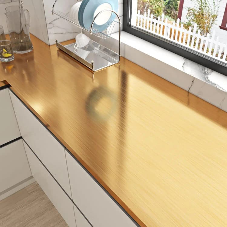 COWINLIFE DECO Hot Selling Gold Stainless Steel Self-Adhesive Brushed Sticker PVC Peel Stick Metallic Wallpaper for Kitchen Decor detail 2