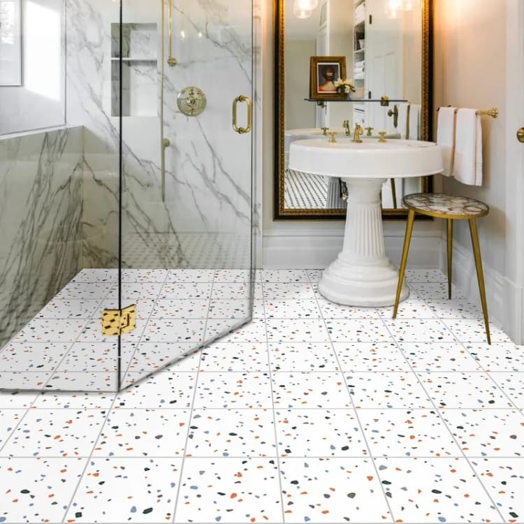 Chinese Manufacturer Pvc Vinyl Flooring Sticker Peel and Stick Floor Tile Paper 3D Floor Waterproof  Removable Wallpaper detail 3