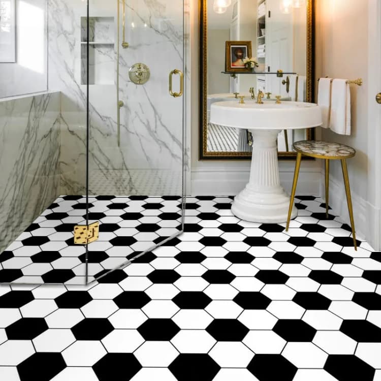 Chinese Manufacturer Pvc Vinyl Flooring Sticker Peel and Stick Floor Tile Paper 3D Floor Waterproof  Removable Wallpaper detail 6