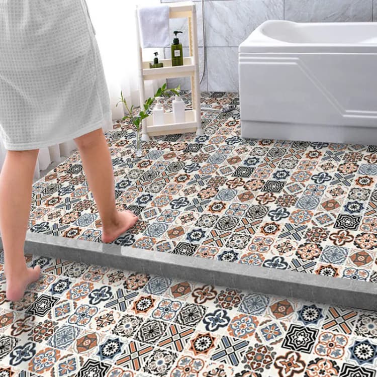 Waterproof Antislip Frosted 3D Epoxy Pvc Vinyl Self Adhesive Floor Paper Wallpaper Flooring Stickers for Bathroom Kitchen detail 2