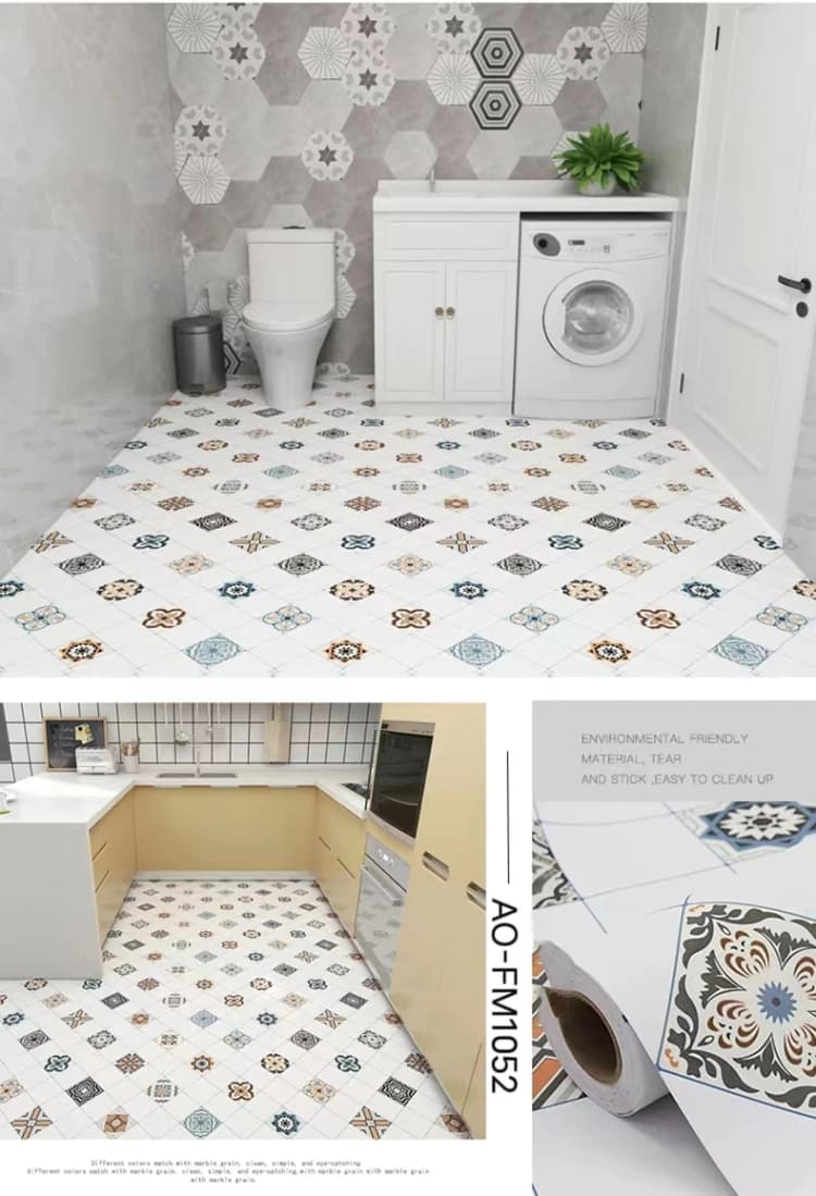 Waterproof Antislip Frosted 3D Epoxy Pvc Vinyl Self Adhesive Floor Wallpaper Flooring Stickers for Bathroom Kitchen detail 2