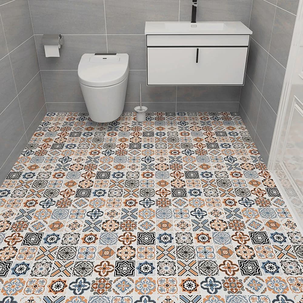 Chinese Manufacturers Wholesale Waterproof Self Adhesive Floor Paper Pvc Kitchen Bathroom Flooring Wallpaper Floor Sticker