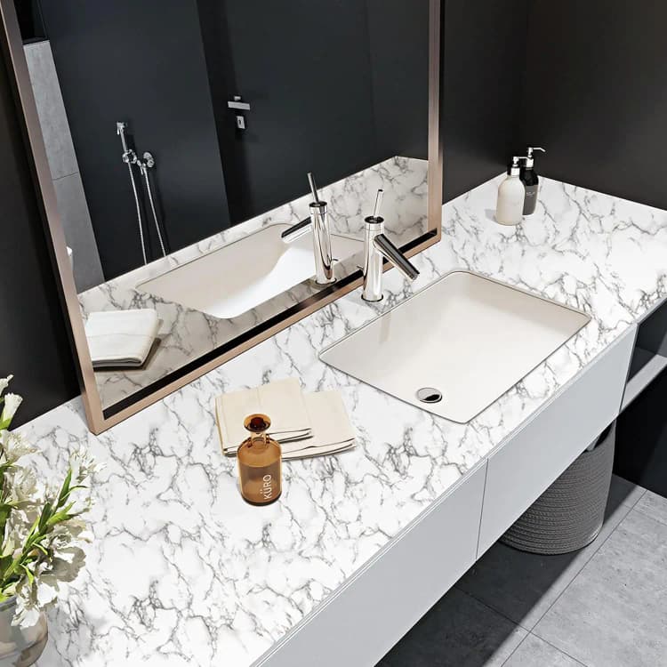 COWINLIFE DECO Self-Adhesive Marble Sticker Modern Style Peel Stick Waterproof Wall Paper for Kitchen Bathroom Vinyl Wrap Wall Panels detail 2