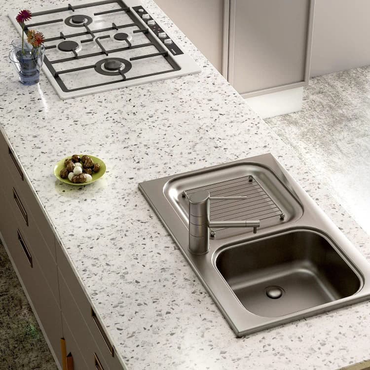 COWINLIFE DECO Glossy Peel and Stick Wallpaper for Kitchen Waterproof Granite White Marble Sticker Self Adhesive Removable Wallpaper detail 5