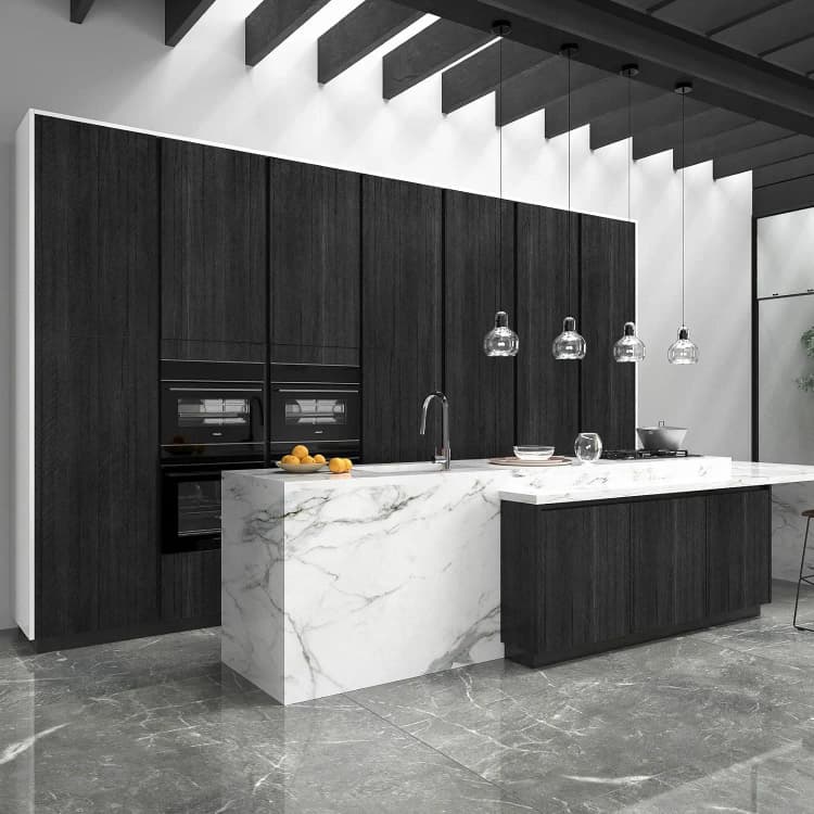 COWINLIFE DECO Modern Design Wood Wall Peel Stick Fishbone Textured 3D Self-Adhesive PVC Vinyl Waterproof Wallpaper Kitchen Cabinets detail 3