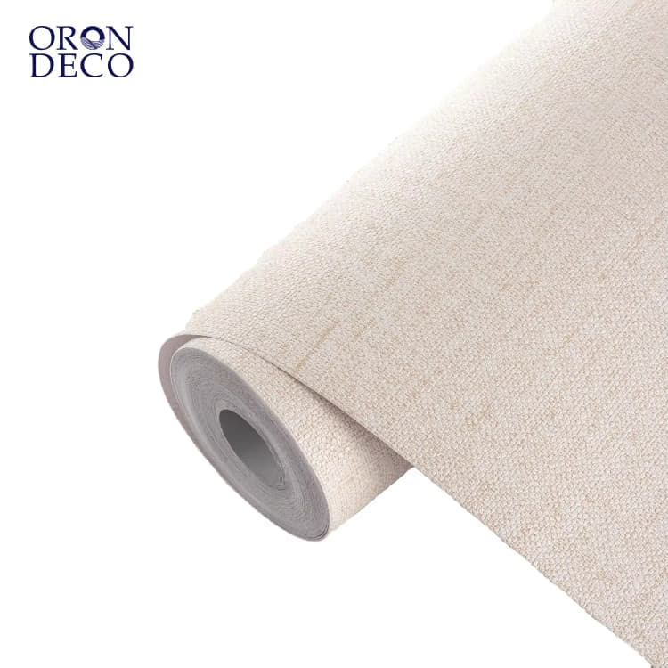 COWINLIFE DECO Manufacturer Beige Peel and Stick Self Adhesive Wallpaper Textured Surface Fabric Linen Wall Paper Vinyl for Walls detail 1