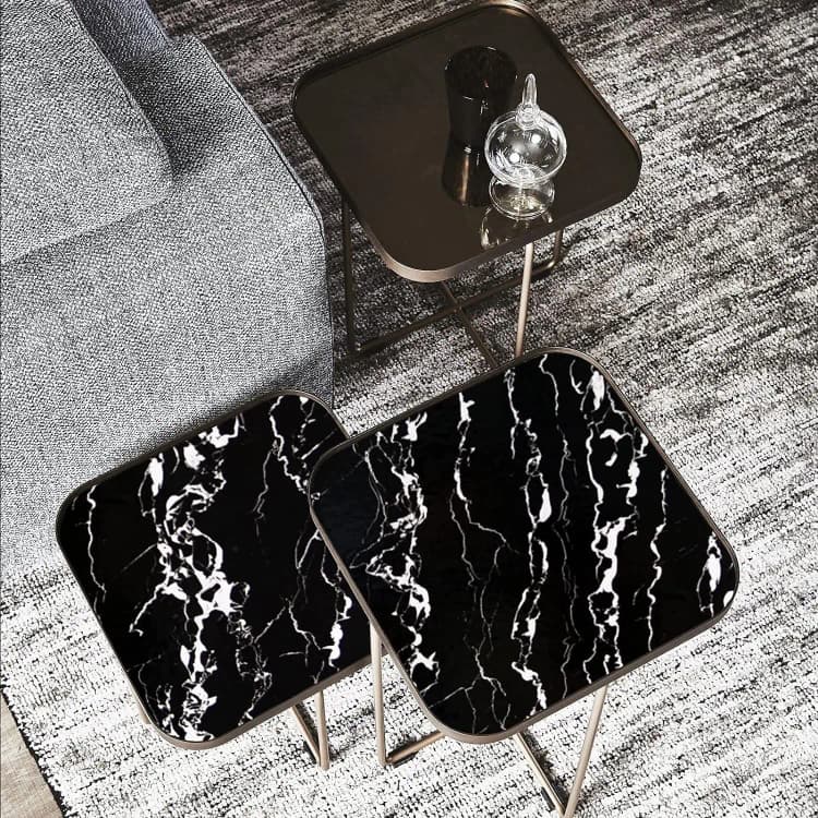 COWINLIFE DECO Glossy PVC Self-Adhesive Wallpaper Black White Marble Sticker Kitchen Bathroom Cabinets Peel Stick Wallpapers detail 5