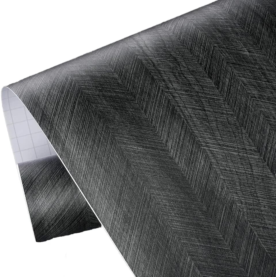 COWINLIFE DECO Black Wood Wall Paper Peel and Stick Waterproof Thicken Wood Grain Wallpaper PVC Self Adhesive Kitchen Vinyl Wrap