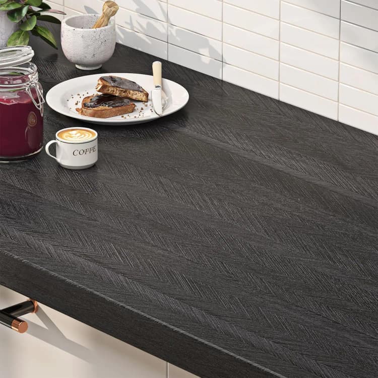 COWINLIFE DECO Black Wood Wall Paper Peel and Stick Waterproof Thicken Wood Grain Wallpaper PVC Self Adhesive Kitchen Vinyl Wrap detail 3