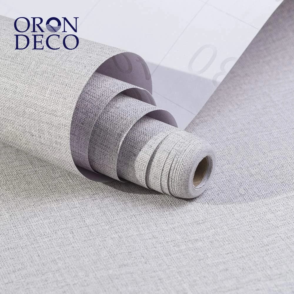 COWINLIFE DECO Linen Texture Self-Adhesive Peel and Stick Wallpaper Sticker Waterproof PVC Decorative Wall Paper Interior Living Room