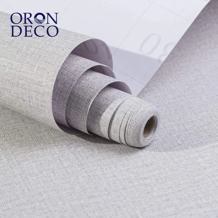 COWINLIFE DECO Linen Texture Self-Adhesive Peel and Stick Wallpaper Sticker Waterproof PVC Decorative Wall Paper Interior Living Room detail 1