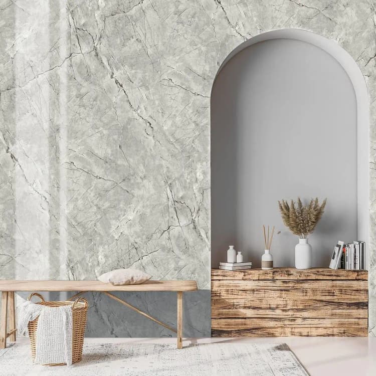 Gray Glossy Marble Design Wallpaper Peel and Stick Granite Removable Self Adhesive Wallpaper for Kitchen Cabinets detail 4