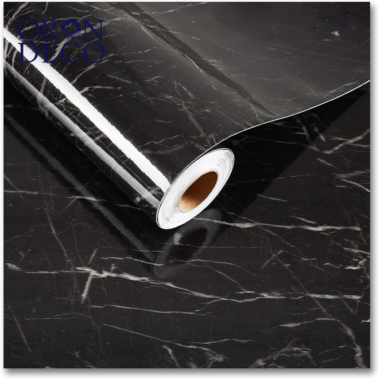 COWINLIFE DECO Self-Adhesive Removable Black PVC Vinyl Marble Sticker Design Waterproof Peel & Stick Kitchen Bathroom Wallpaper