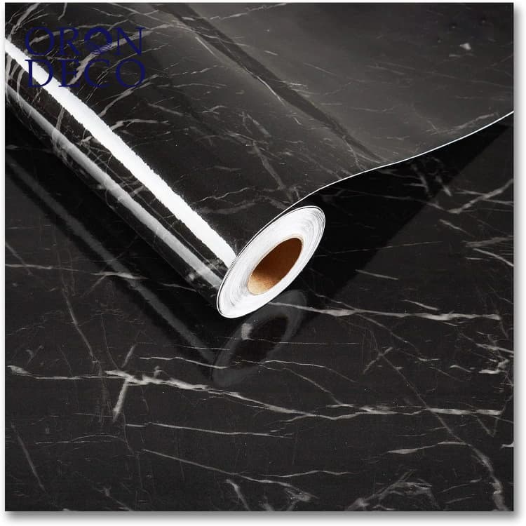 COWINLIFE DECO Self-Adhesive Removable Black PVC Vinyl Marble Sticker Design Waterproof Peel & Stick Kitchen Bathroom Wallpaper detail 1