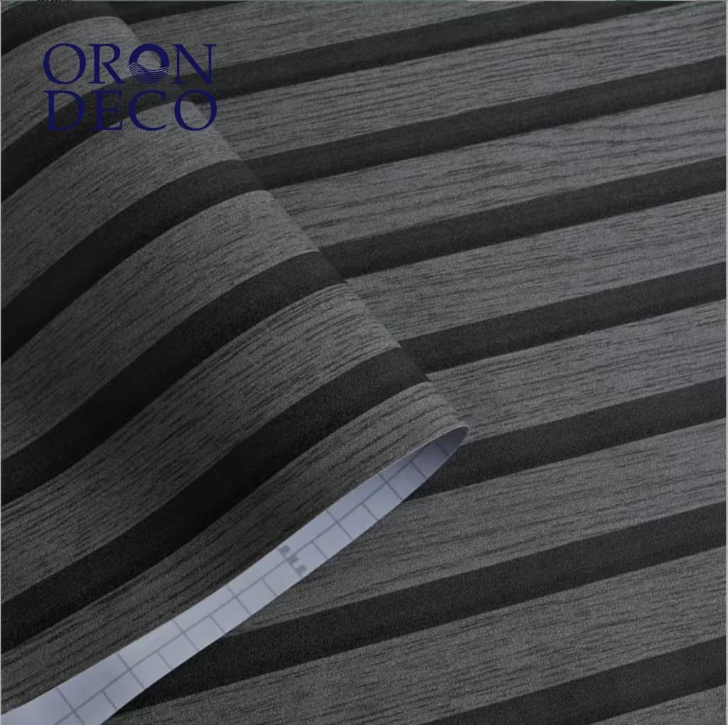 COWINLIFE DECO Custom Gray 3D Wood Self-Adhesive Wallpaper with Stripes Waterproof Vinyl Bathroom Wall Stickers