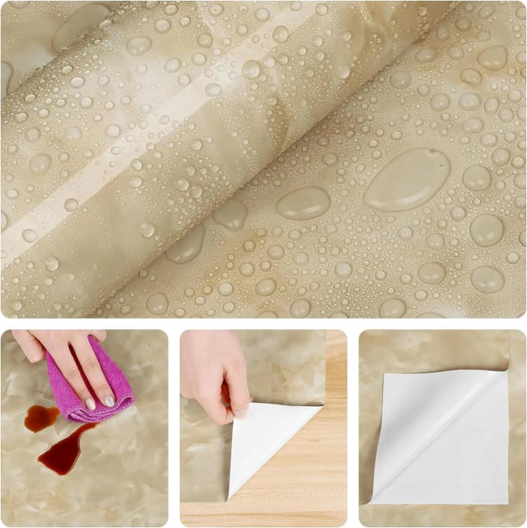 COWINLIFE DECO Self-Adhesive Marble Sticker Modern 3D Waterproof PVC Wall Paper for Kitchen & Bathroom Hot Selling Home Decor detail 2