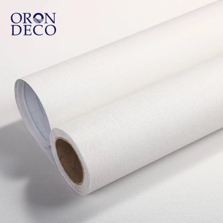 COWINLIFE DECO Modern White Solid PVC Vinyl Wallpaper With Texture Peel and Stick Self-Adhesive Waterproof Wall Paper for Wall Decor detail 1