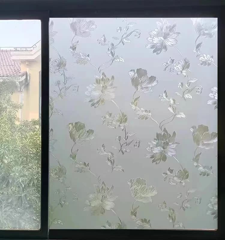 COWINLIFE Cheap 3d Floral Electrostatic Film Static Sticker Frosted Film for Window Glass Privacy Film for Bathroom detail 4