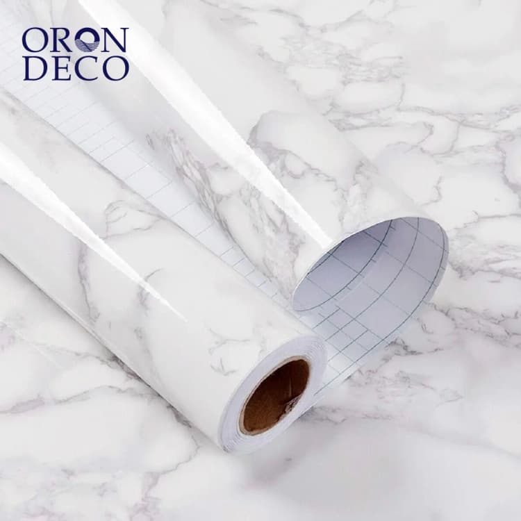COWINLIFE DECO Wholesale PVC Vinyl Kitchen Wall Panels Dark White Self-Adhesive Waterproof Peel and Stick Marble Wallpaper Sticker detail 1