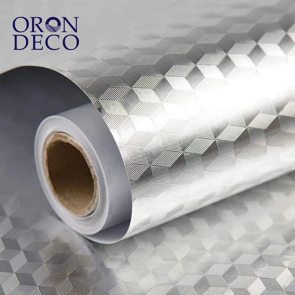 COWINLIFE DECO Cheap 3D Kitchen Wallpaper PVC Vinyl Self Adhesive Kitchen Aluminum Foil Stickers Oil Proof Waterproof for Wall