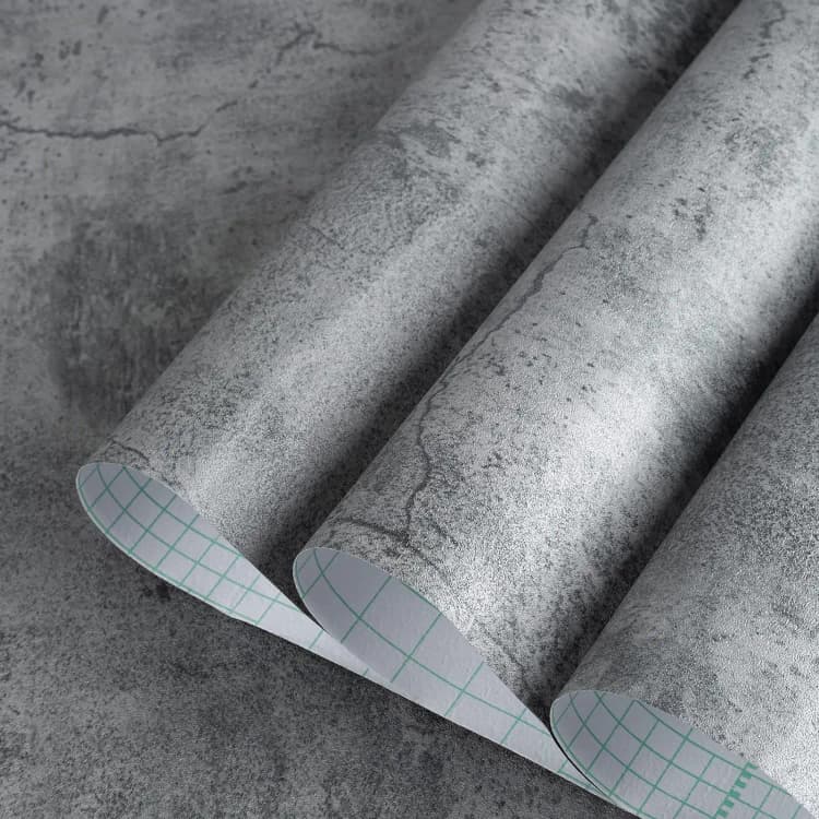 Matte Thick Textured 3D Grey Cement Wallpaper Peel and Stick Waterproof Adhesive Industrial Style Vinyl Wallpaper detail 1