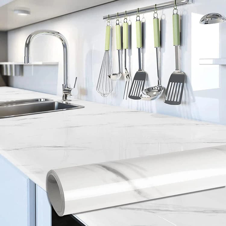 Hot Selling Marble Sticker Wallpaper Self Adhesive Kitchen Sticker Waterproof White Marble Vinyl Wallpaper Home Decor detail 3