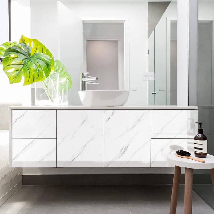 Hot Selling Marble Sticker Wallpaper Self Adhesive Kitchen Sticker Waterproof White Marble Vinyl Wallpaper Home Decor detail 4