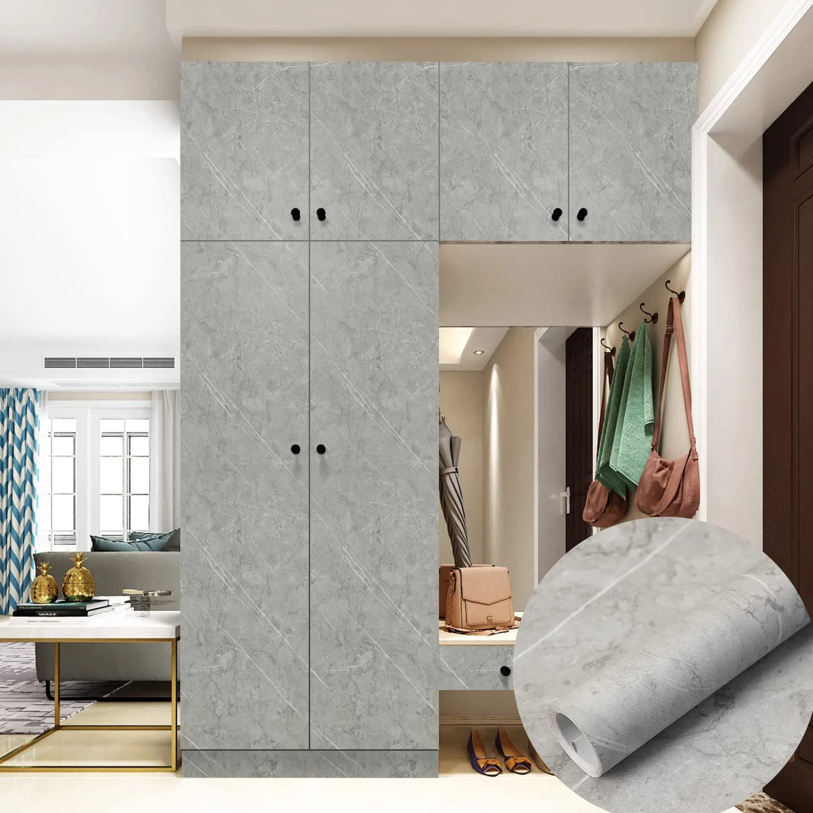 OEM Morden 3D Removable Marble Sticker PVC Self Adhesive Peel and Stick Wall Sticker for Kitchen Bathroom Decor
