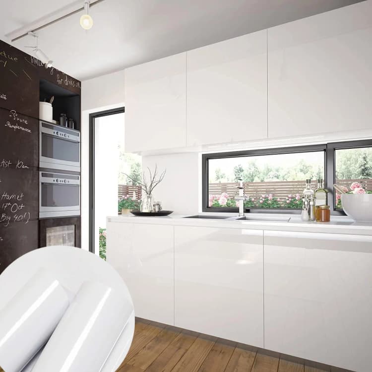 Glossy White Wallpaper Glitter for Countertops Waterproof PVC Self Adhesive Wallpaper Glossy Cabinet Decor Vinyl detail 1
