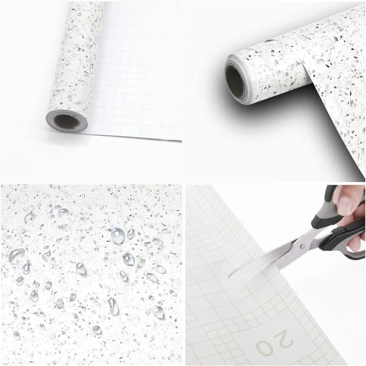 Vinyl Glossy White Marble Wallpaper for Countertop Peel and Stick Wallpaper Waterproof Self Adhesive Removable detail 6