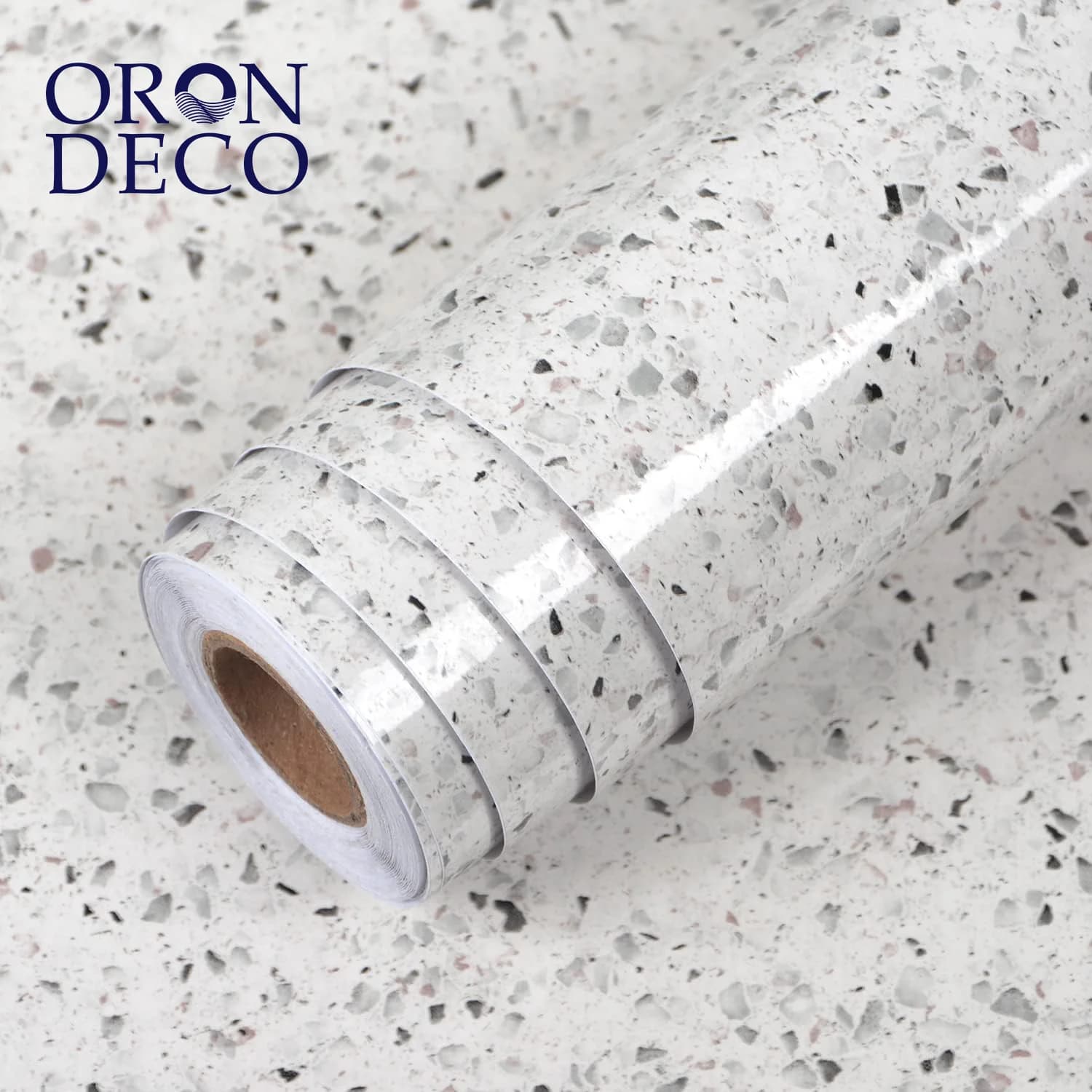 COWINLIFE DECO Modern Design Glossy Granite Marble Peel Stick Wallpaper Self-Adhesive Waterproof PVC Wall Sticker for Kitchen Decor