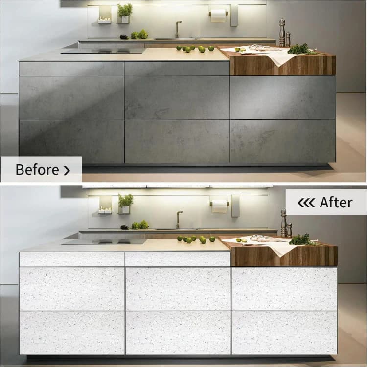 COWINLIFE DECO Modern Design Glossy Granite Marble Peel Stick Wallpaper Self-Adhesive Waterproof PVC Wall Sticker for Kitchen Decor detail 6