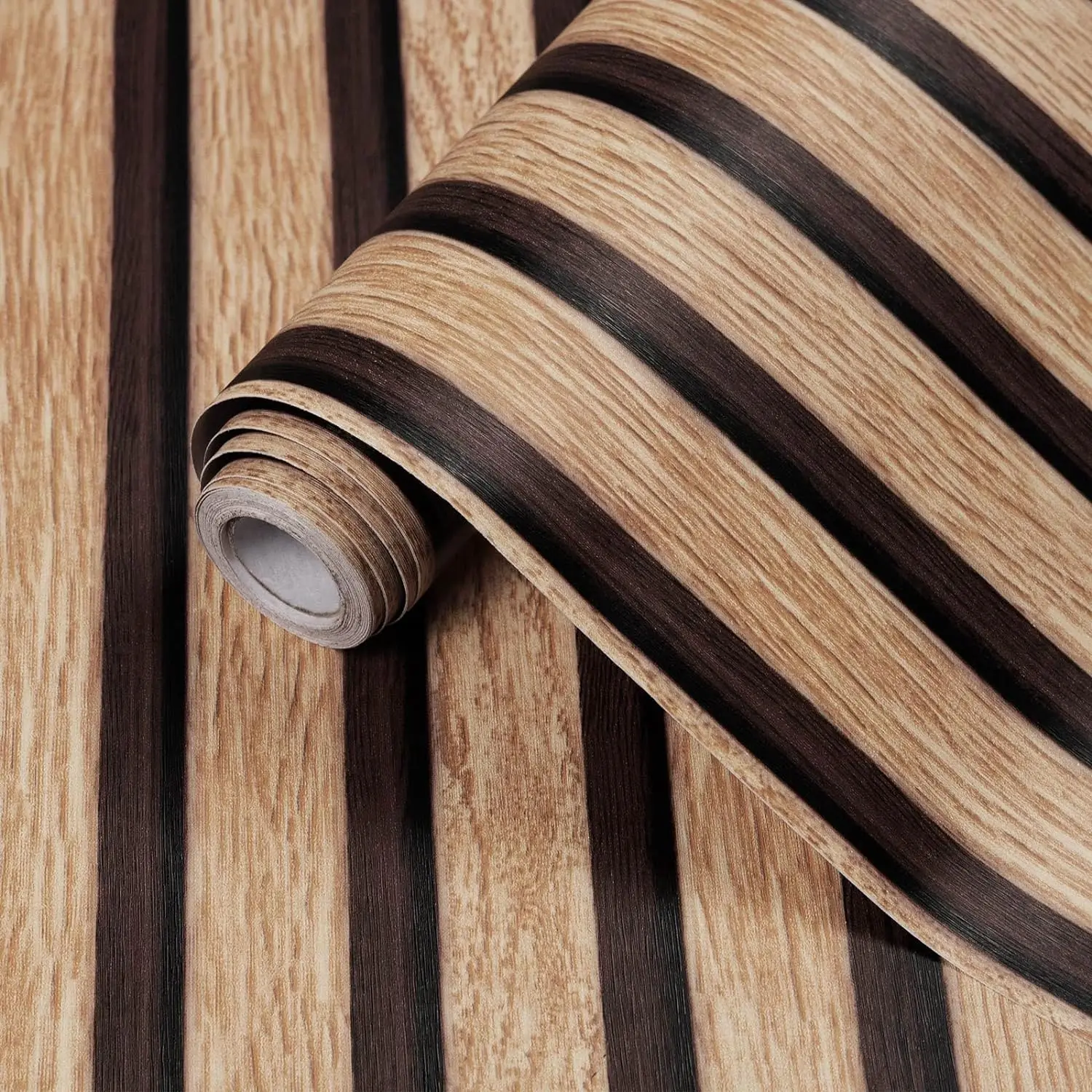 COWINLIFE Factory Price 3D Peel and Stick Self Adhesive Vinyl Wall Paper Slat Wood Wallpaper for Wall Bedroom Decor