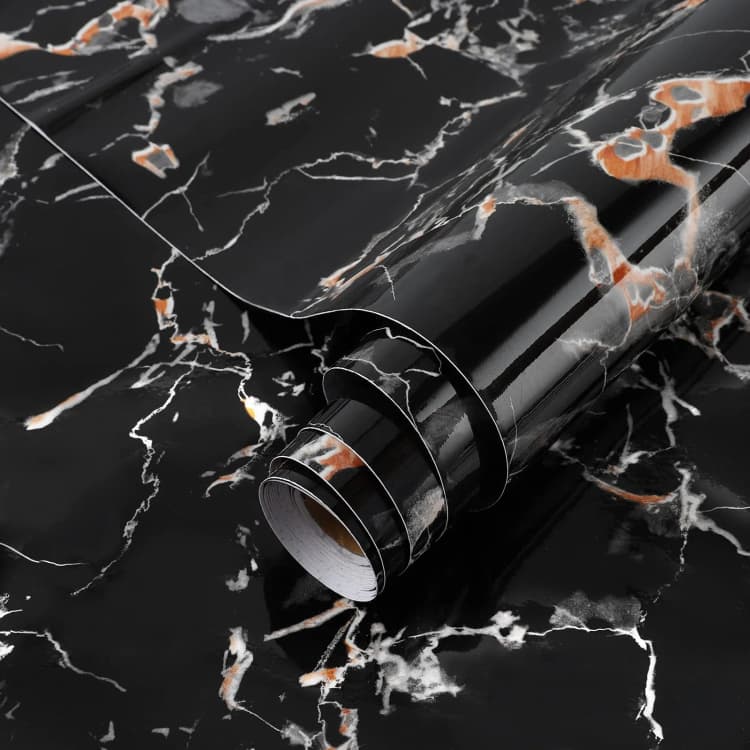 Black Marble Contact Paper New Custom Oil Proof Vinyl Peel and Stick Wall Paper Vantage 3d Stone Self Adhesive Wallpaper detail 2