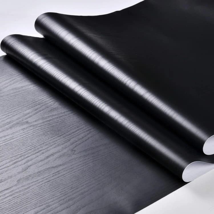 COWINLIFE DECO Black Peel and Stick Wallpaper Easy to Clean Self Adhesive Wall Paper Wood Sticker Vinyl Wrap for Countertop Desk detail 2