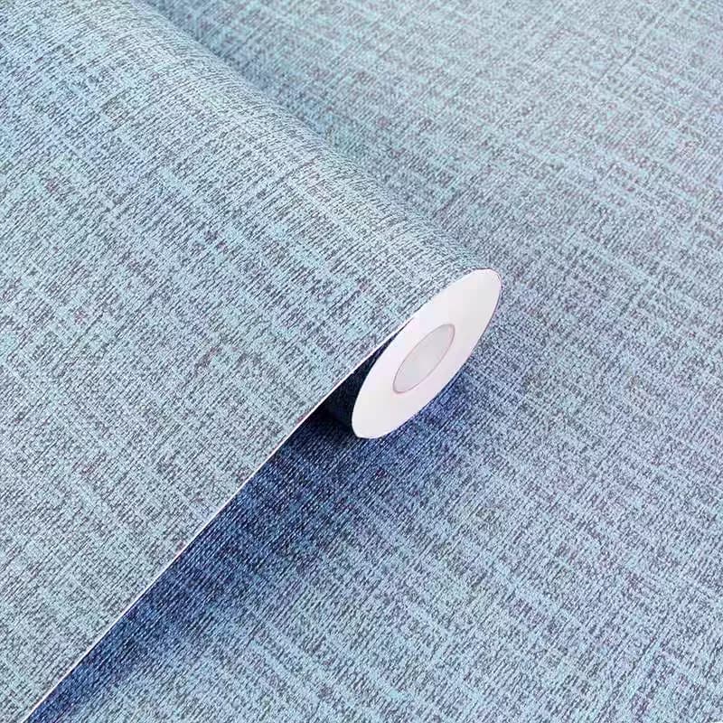 COWINLIFE DECO Factory Price Blue Linen Texture Interior Decorative Luxury Wall Paper PVC Self Adhesive Fabric Wallpaper for Wall