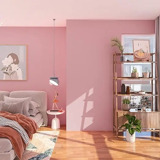 COWINLIFE DECO Solid Pink Wallpaper Peel and Stick PVC Self Adhesive Thick Waterproof Removable Wall Paper for Home Decoration detail 3