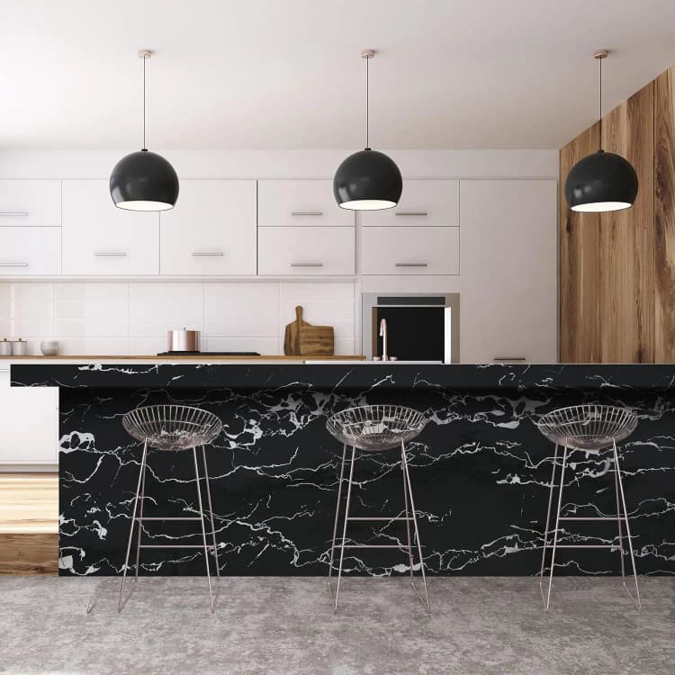 COWINLIFE DECO Glossy Black Marble Sticker Self Adhesive Removable 3d Kitchen Oil-proof Wallpaper Vinyl Rolls Peel and Stick for Home detail 4