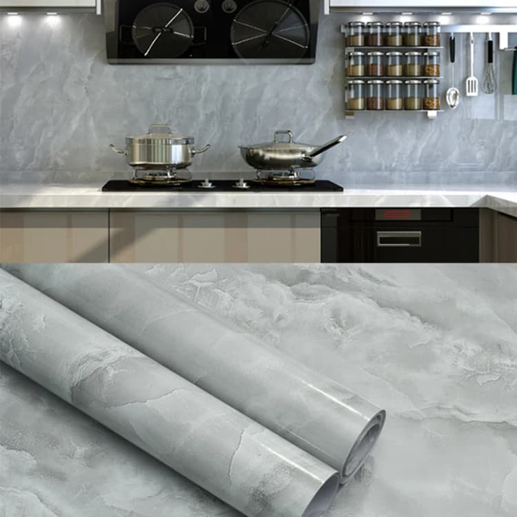 Wholesale Marble Paper Self Adhesive Wallpaper Waterproof Gloss Pvc Vinyl Wall Papers for Furniture Countertop Renovation detail 1