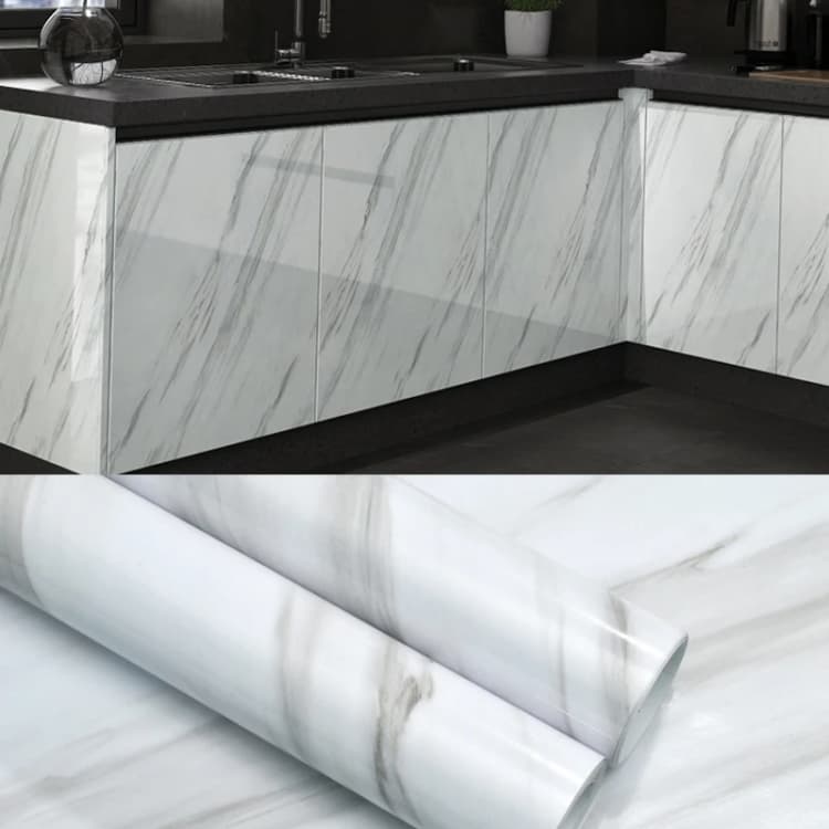 Wholesale Marble Paper Self Adhesive Wallpaper Waterproof Gloss Pvc Vinyl Wall Papers for Furniture Countertop Renovation detail 3