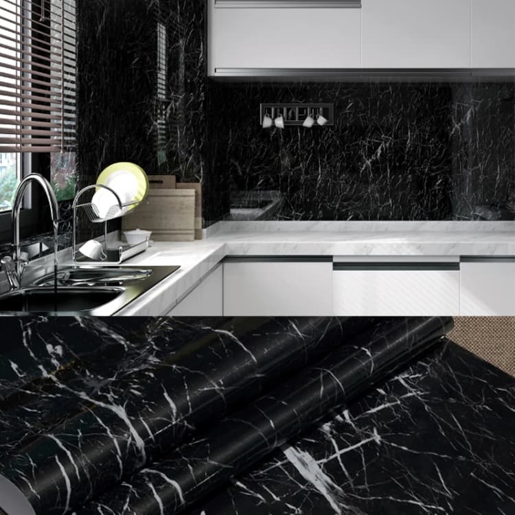 Wholesale Marble Paper Self Adhesive Wallpaper Waterproof Gloss Pvc Vinyl Wall Papers for Furniture Countertop Renovation detail 5