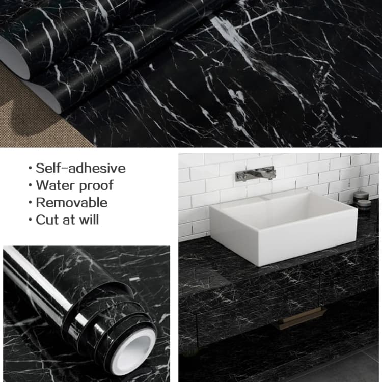 Wholesale Marble Paper Self Adhesive Wallpaper Waterproof Gloss Pvc Vinyl Wall Papers for Furniture Countertop Renovation detail 6